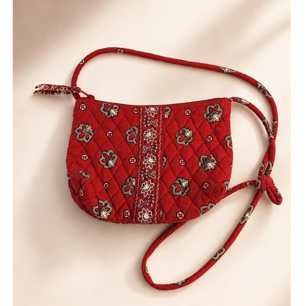 Vintage Vera Bradley Red Bandana Quilted Cotton Crossbody Purse